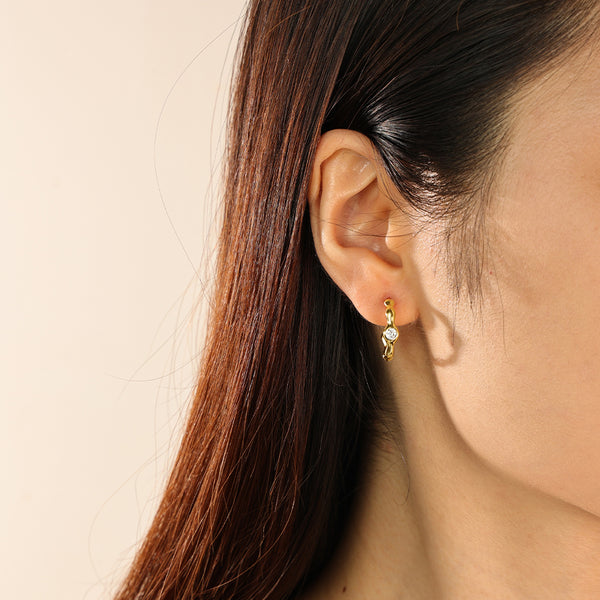 VFE0009 Vintage CZ Huggie Hoop Earrings