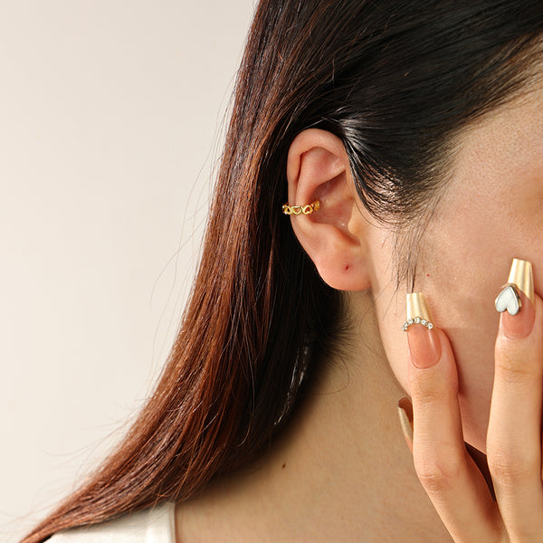 FE2414 925 Sterling Silver Heart Ear Cuff