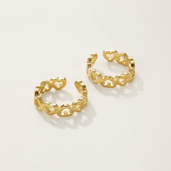 FE2414 925 Sterling Silver Heart Ear Cuff