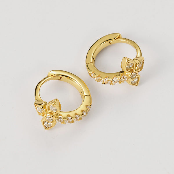 FE2235 925 Sterling Silver lucky Clover Hoop Earrings