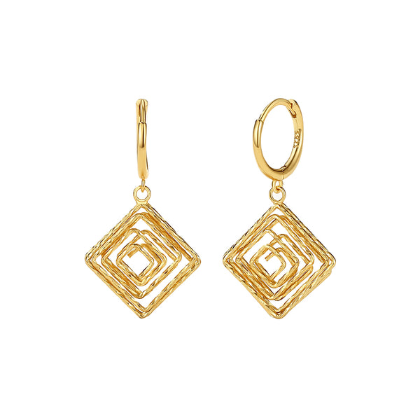 FE2362 925 Sterling Silver Geometry Twisted Rhombus Earrings