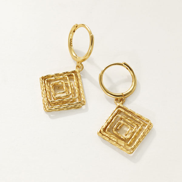 FE2362 925 Sterling Silver Geometry Twisted Rhombus Earrings