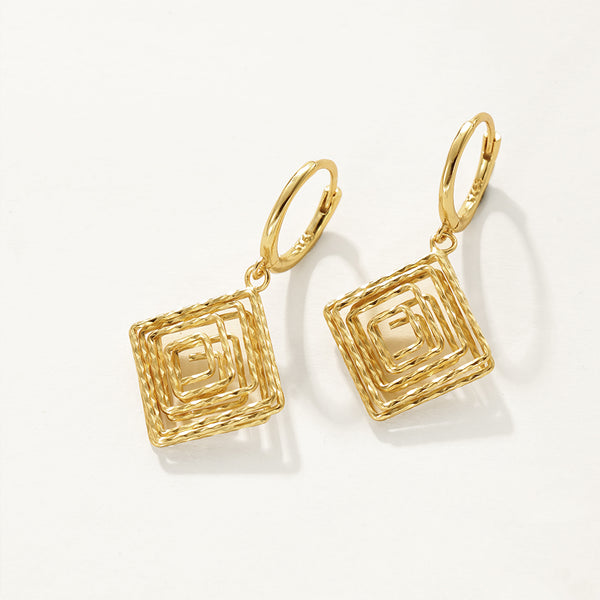 FE2362 925 Sterling Silver Geometry Twisted Rhombus Earrings