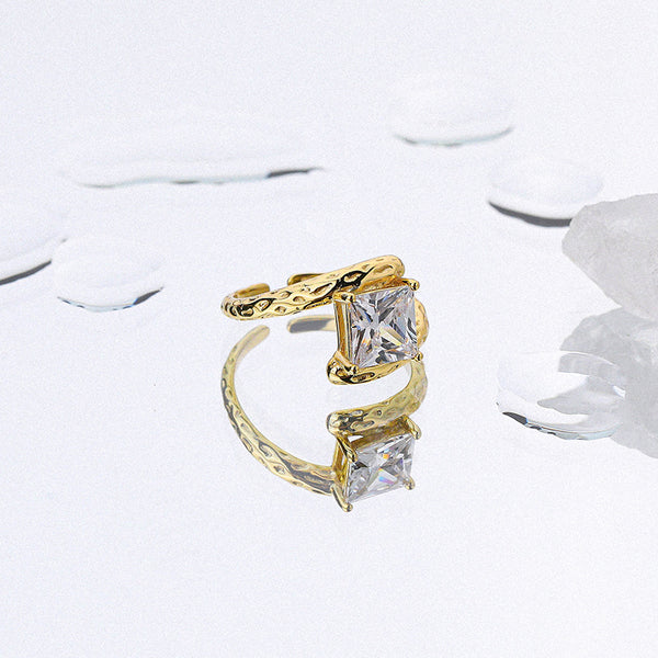 FJ0950 925 Sterling Silver CZ Texture Ring