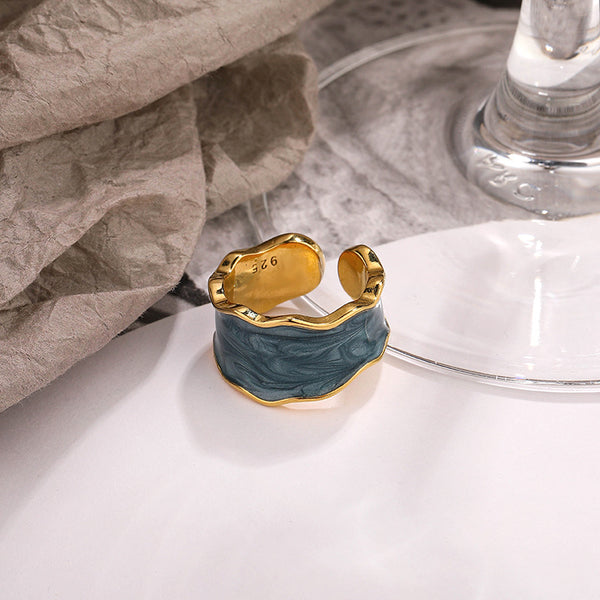 FJ0841 925 Sterling Silver Wave Enamel Ring