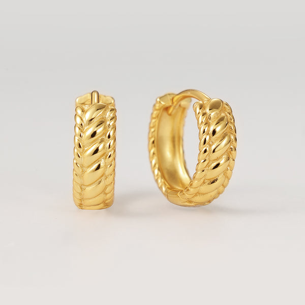 FE2194 925 Sterling Silver Simple Twisted Wide Hoop Earrings