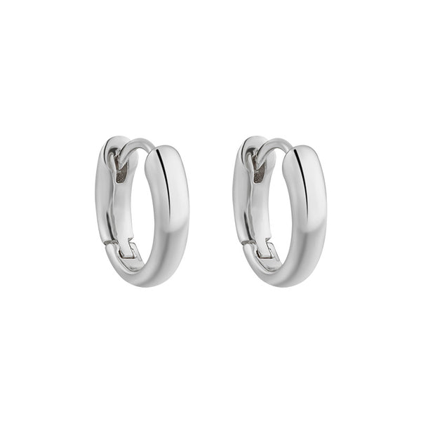 RHE1332 925 Sterling Silver Classic Geometric Hoop Earrings