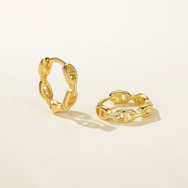 FE2292 925 Sterling Silver Bronze Mariner Hoop Earrings