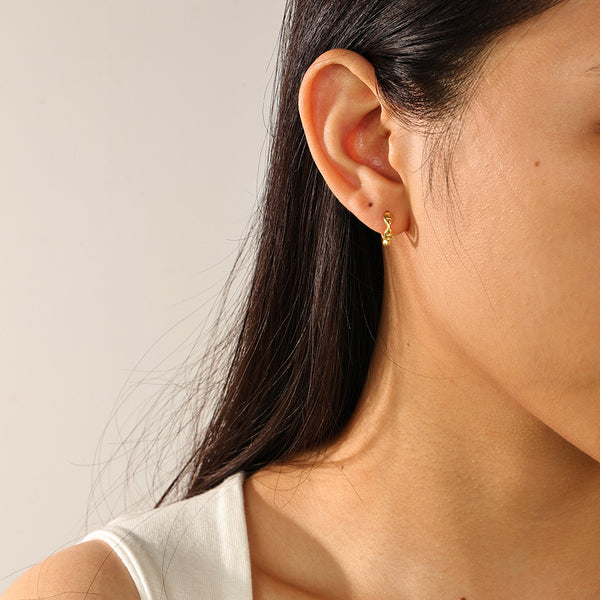 FE2292 925 Sterling Silver Bronze Mariner Hoop Earrings