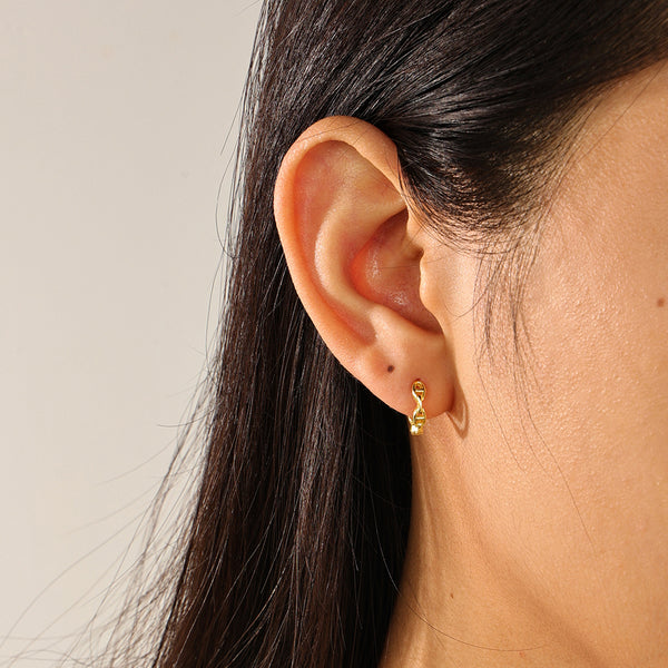 FE2292 925 Sterling Silver Bronze Mariner Hoop Earrings