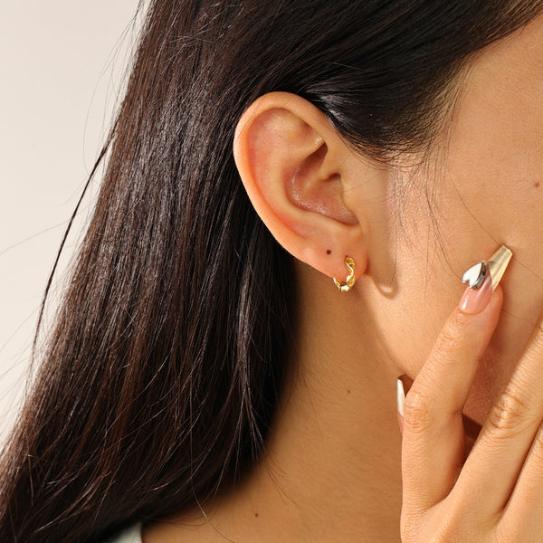 FE2292 925 Sterling Silver Bronze Mariner Hoop Earrings