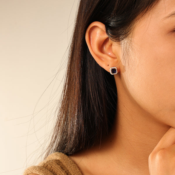 FE2761 925 Sterling Silver Luxury Colorful CZ Stud Earring