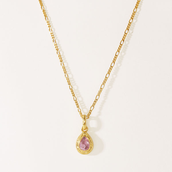 VFD0124 Pink Teardrop Cubic Zirconia Charm Pendant For Necklace Making