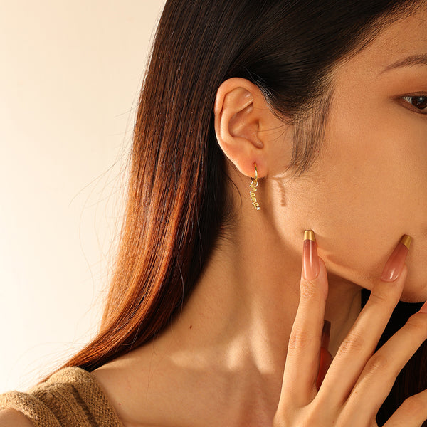 FE2859 925 Sterling Silver Alphabet MAMA Dangle Earrings