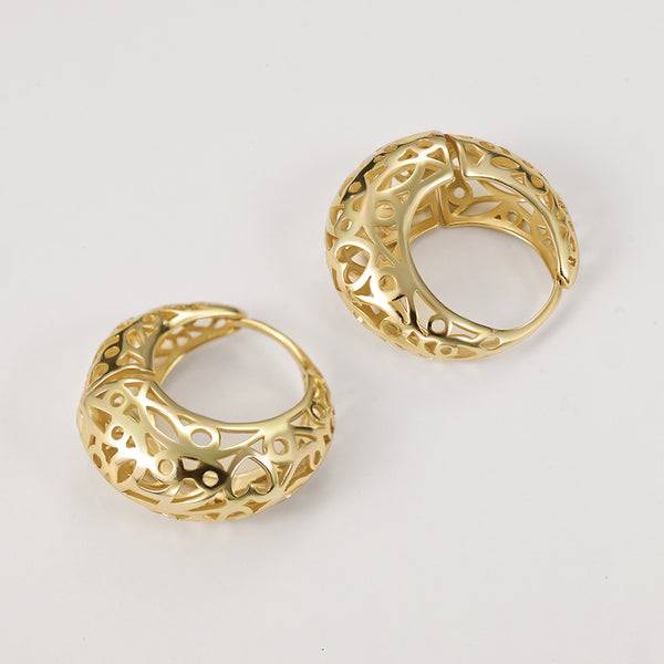 FE2079 925 Sterling Silver Fashion Hollow Heart Hoop Earrings