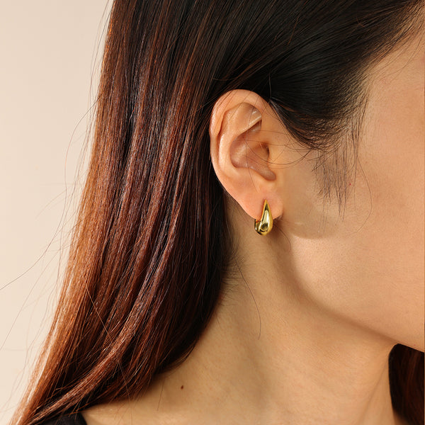 VFE0010 18K Gold Chunky Huggie Hoop Earrings