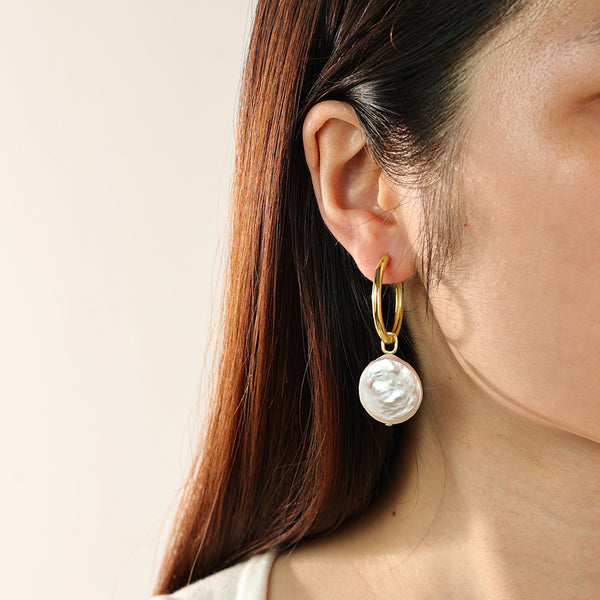 PE0162 925 Sterling Silver Classic Freshwater Pearl Dangle Earrings