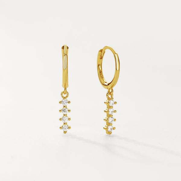 FE2745 925 Sterling Silver Multicolored Zirconia Dangle Hoop Earrings