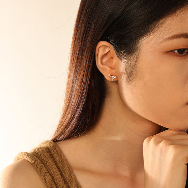 FE2882 925 Sterling Silver Crystal Climber Stud Earrings