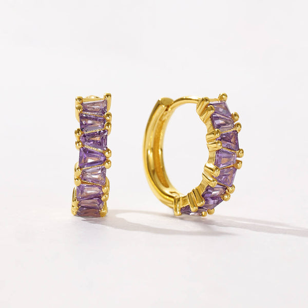 VFE0209 Geometric Trapezoid Colored Zirconia Hoop Earrings