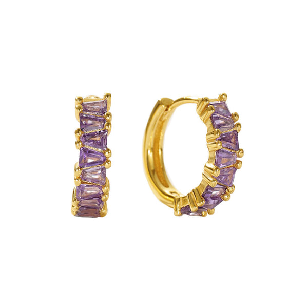 VFE0209 Geometric Trapezoid Colored Zirconia Hoop Earrings
