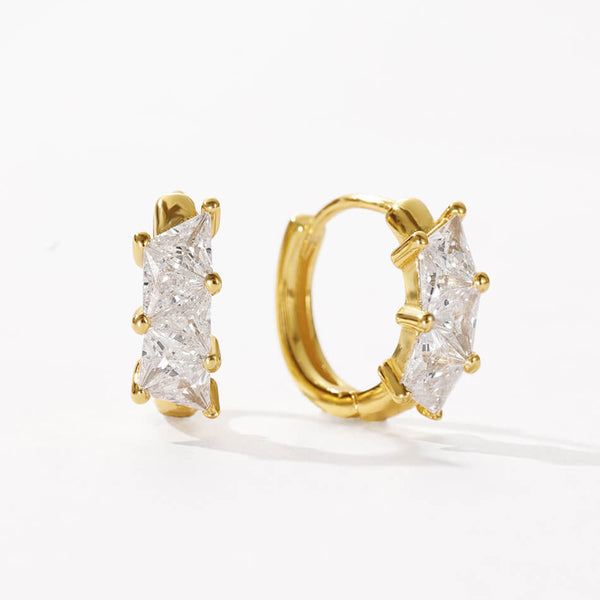 VFE0212 Geometric Triangle Colored Zirconia Hoop Earrings