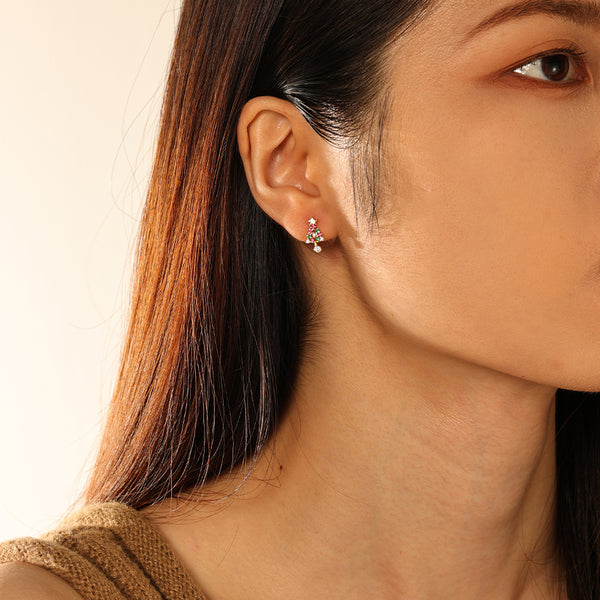 FE2900 925 Sterling Silver CZ Christmas Tree Stud Earrings