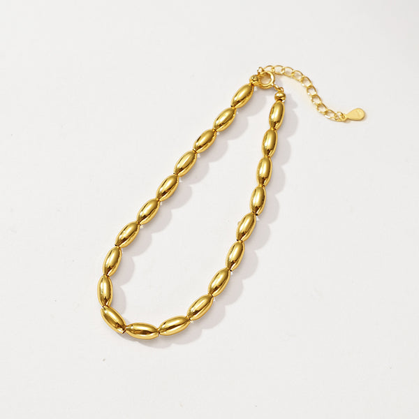 PB0099 Oval Gold Bead Bracelet