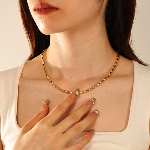 PN0186 Oval Gold Bead Necklace