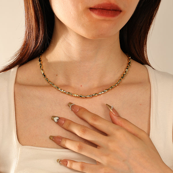 PN0185 Irregular Gold Bead Necklace