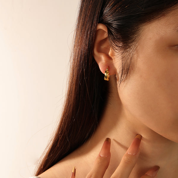 FE2076 925 Sterling Silver High Polish Twist Hoop Earrings