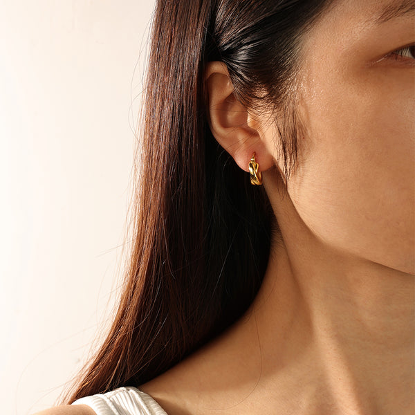 FE2076 925 Sterling Silver High Polish Twist Hoop Earrings