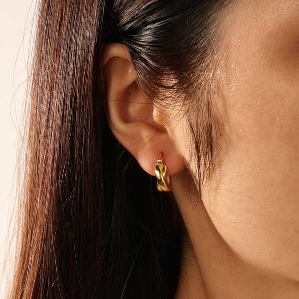 FE2076 925 Sterling Silver High Polish Twist Hoop Earrings