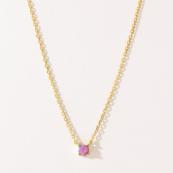 VFX0279 Minimalist Opal Pendant Necklace