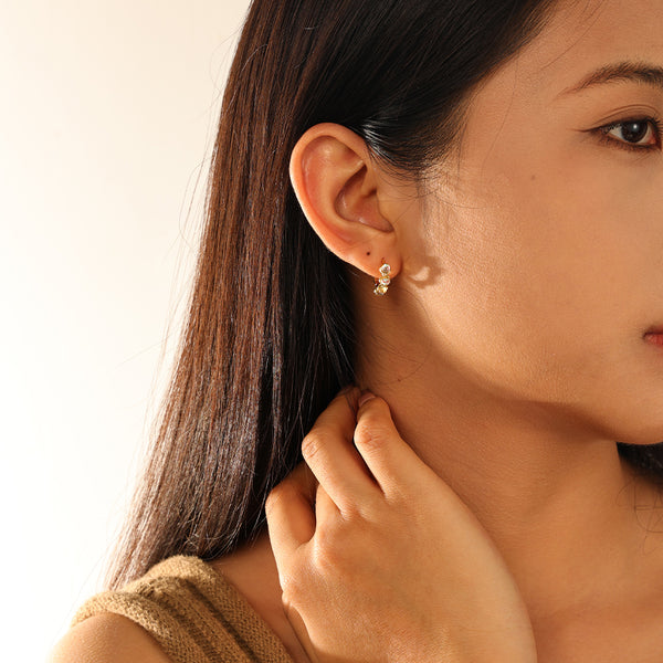 VFE0053 Bezel Set Moonstone Hoop Earrings