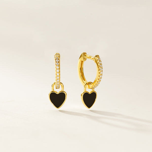 FE2952 925 Sterling Silver Enamel Heart Dangle Earrings