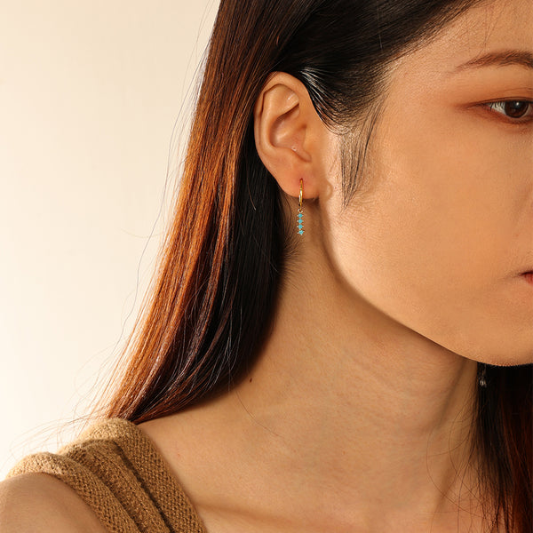 FE2745 925 Sterling Silver Multicolored Zirconia Dangle Hoop Earrings