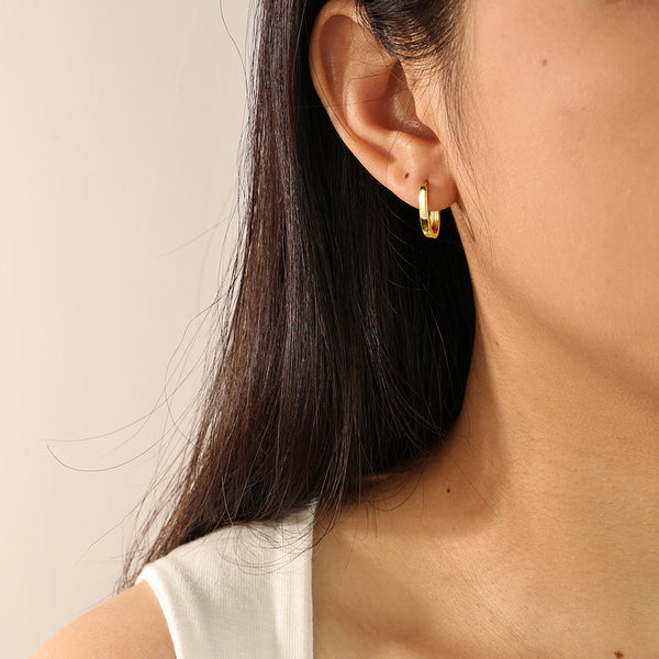 FE2161 925 Sterling Silver Minimalist Rectangle Hoop Earrings