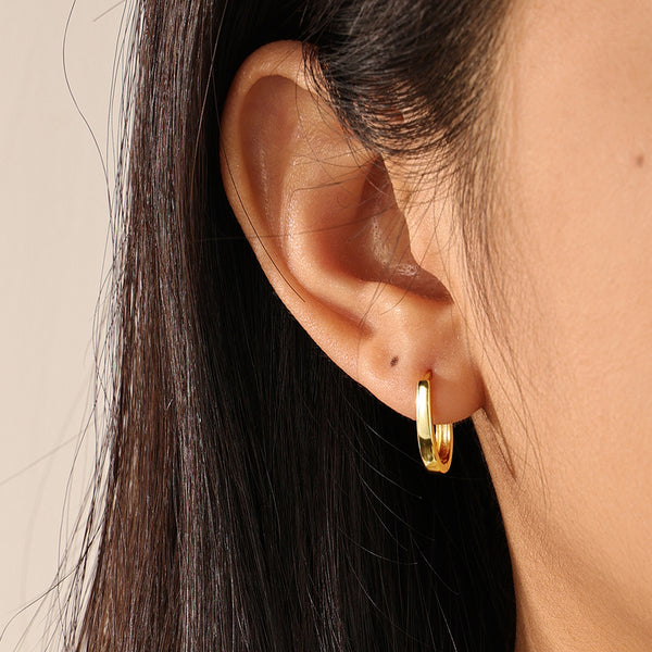 FE2161 925 Sterling Silver Minimalist Rectangle Hoop Earrings