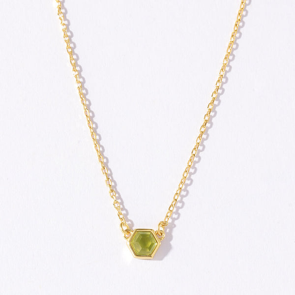 VFX0245 Hexagon Birthstone Pendant Necklace