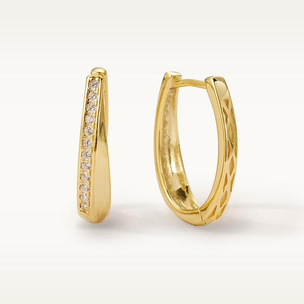 FE2084 U Shape Teist Cubic Zirconia Hoop Earrings