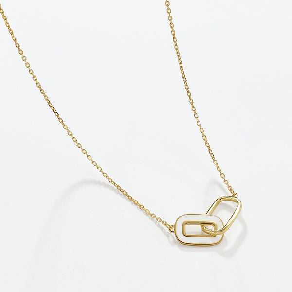 VFX0030 Interlocking Oval Enamel Necklace