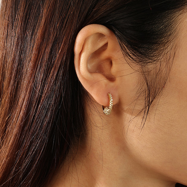 FE2093 925 Sterling Silver Pave Zirconia Ball Hoop Earrings