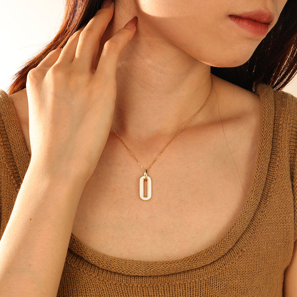 VFX0029 Oval Colorful Enamel Pendant Necklace