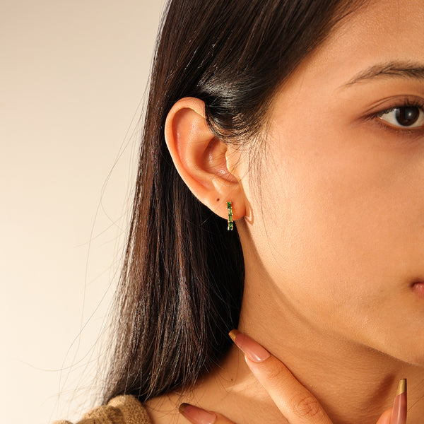 FE2846 925 Sterling Silver Pave Diamond CZ Hoop Earrings