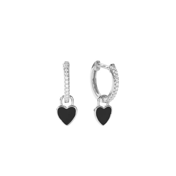 FE2952 925 Sterling Silver Enamel Heart Dangle Earrings
