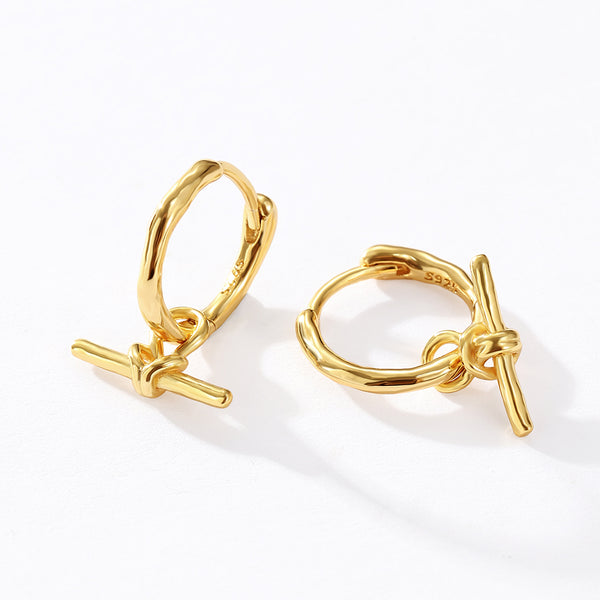 VFE0456 T-Bar Knot Huggie Hoop Earrings