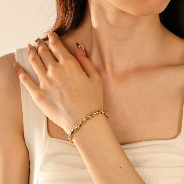 PB0098 Irregular Gold Beaed Bracelet