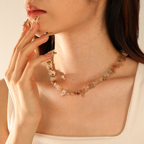 PN0168 925 Sterling Silver Multi-color Chip Necklace