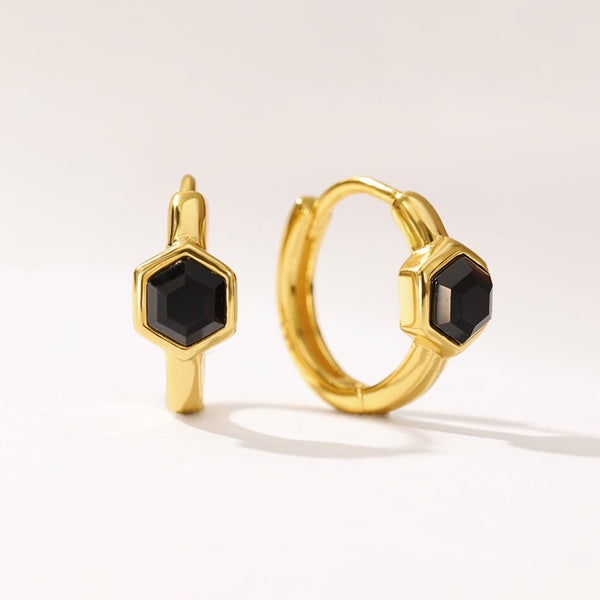 VFE0240 Birthstone Hexagon Huggie Hoop Earring